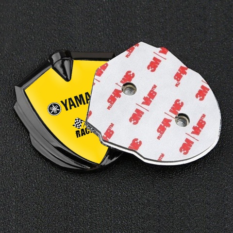 Yamaha Abzeichen selbstklebend Graphit Tonfarbe Gelb Basis mit Racing logo