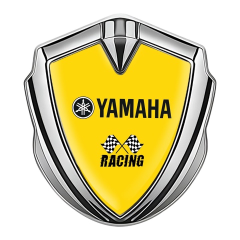 Yamaha Abzeichen selbstklebend Silbertonfarbe Gelb Basis mit Racing logo