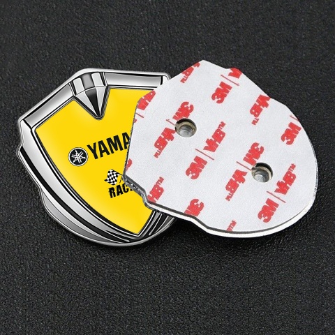 Yamaha Abzeichen selbstklebend Silbertonfarbe Gelb Basis mit Racing logo