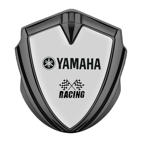 Yamaha Emblem Abzeichen selbstklebend Graphit Tonfarbe Grau Basis mit Racing Logo Motiv