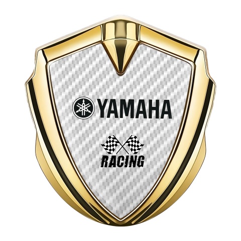 Yamaha Emblem Auto Zeichen Goldtonfarbe Weiss Carbon Racing Logo