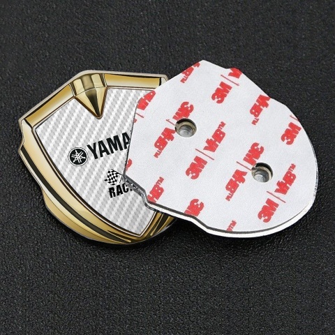 Yamaha Emblem Auto Zeichen Goldtonfarbe Weiss Carbon Racing Logo
