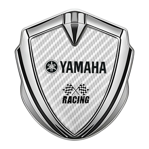 Yamaha Emblem Auto Zeichen Silbertonfarbe Weiss Carbon Racing Logo