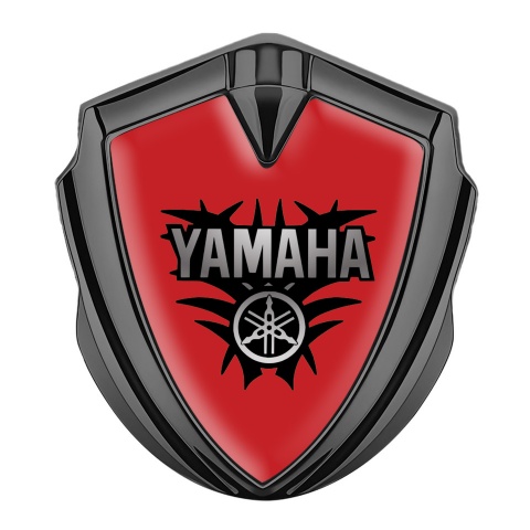 Yamaha Emblem Logo Schriftzug Aufkleber Graphit Tonfarbe Rote Version