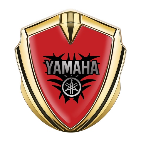 Yamaha Emblem Logo Schriftzug Aufkleber Goldtonfarbe Rote Version