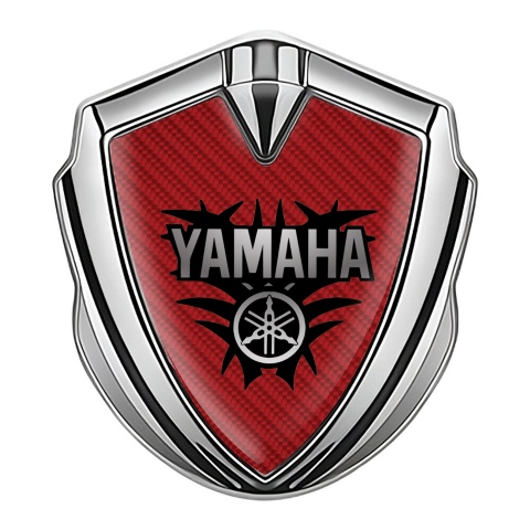 Yamaha Abzeichen selbstklebend Silbertonfarbe Rote Carbon Version