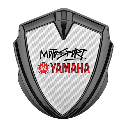 Yamaha Emblem Abzeichen selbstklebend Graphit Tonfarbe Weiss Carbon mit Motorsport Logo