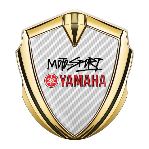 Yamaha Emblem Abzeichen selbstklebend Goldtonfarbe Weiss Carbon mit Motorsport Logo