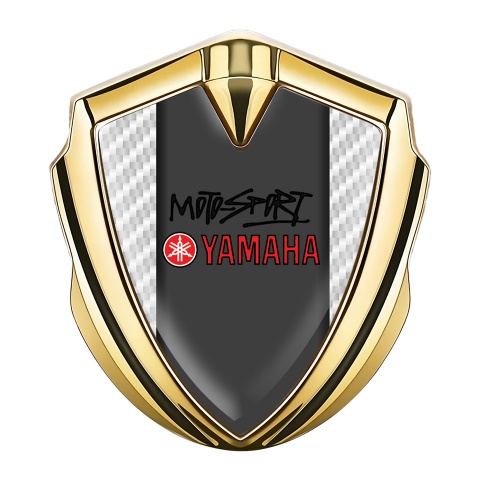 Yamaha Emblem Auto Zeichen Goldtonfarbe weiss Carbon mit Dunkles Panel Logo