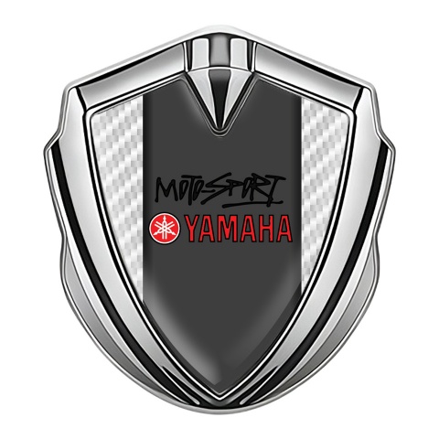 Yamaha Emblem Auto Zeichen Silbertonfarbe weiss Carbon mit Dunkles Panel Logo