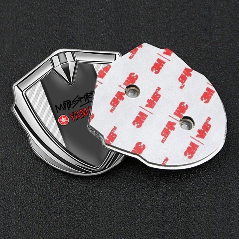 Yamaha Emblem Auto Zeichen Silbertonfarbe weiss Carbon mit Dunkles Panel Logo