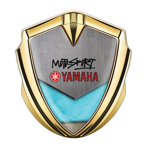 Yamaha Emblem Logo Schriftzug Aufkleber Goldtonfarbe Marineblau Motiv Design