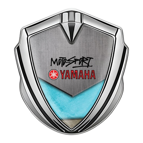 Yamaha Emblem Logo Schriftzug Aufkleber Silbertonfarbe Marineblau Motiv Design