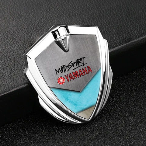 Yamaha Emblem Logo Schriftzug Aufkleber Silbertonfarbe Marineblau Motiv Design