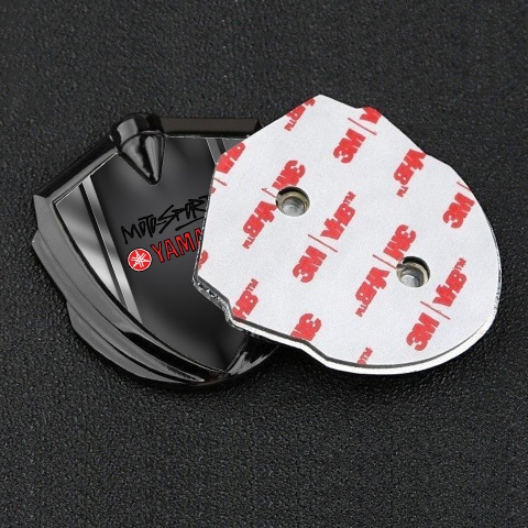 Yamaha Emblem Abzeichen selbstklebend Graphit Tonfarbe Metall Rahmen Stil