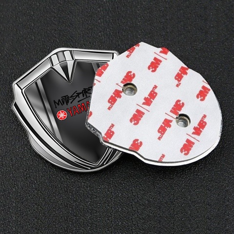 Yamaha Emblem Abzeichen selbstklebend Silbertonfarbe Metall Rahmen Stil