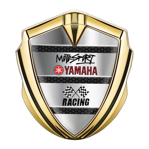Yamaha Emblem Auto Zeichen Goldtonfarbe Metall details basis und Racing Logo Motiv