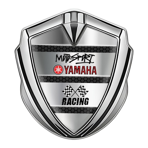 Yamaha Emblem Auto Zeichen Silbertonfarbe Metall details basis und Racing Logo Motiv