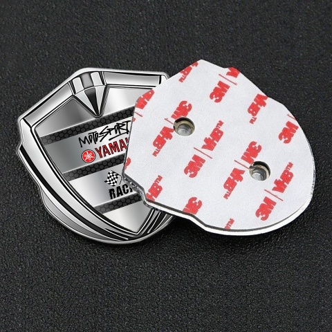 Yamaha Emblem Auto Zeichen Silbertonfarbe Metall details basis und Racing Logo Motiv