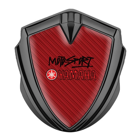 Yamaha Seitenflugel Emblem Aufkleber Graphit Tonfarbe Rote Carbon mit Motorsport Logo Motiv