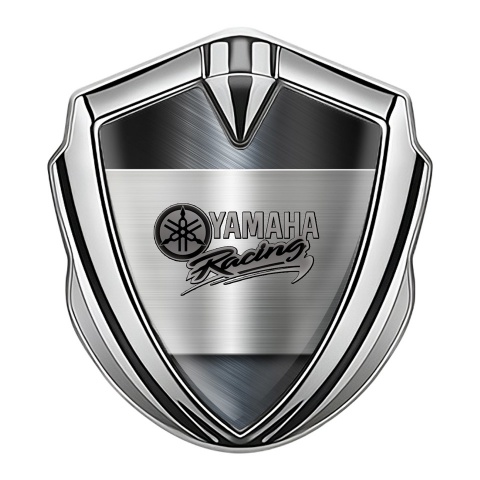 Yamaha Emblem Aufkleber Autozubehor Silbertonfarbe Poliertes Metall Und racing Logo Motiv
