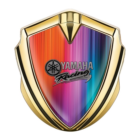 Yamaha Abzeichen selbstklebend Goldtonfarbe Mehrfarbig hintergrund mit racing Stil