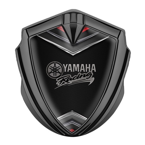 Yamaha Emblem Abzeichen Graphit Tonfarbe Schwarz Basis mit Chrom Elemente Design