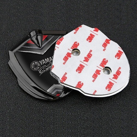 Yamaha Emblem Abzeichen Graphit Tonfarbe Schwarz Basis mit Chrom Elemente Design