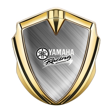 Yamaha Abzeichen selbstklebend Goldtonfarbe Geburstetes Aluminium Design