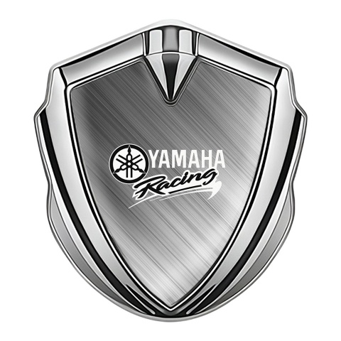 Yamaha Abzeichen selbstklebend Silbertonfarbe Geburstetes Aluminium Design