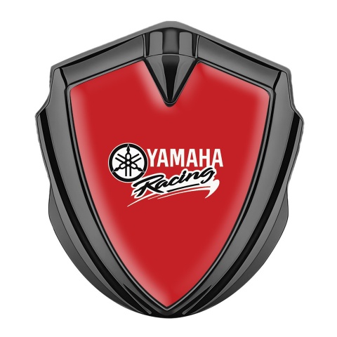 Yamaha Emblem Auto Zeichen Graphit Tonfarbe Rote Hintergrund mit Weiss logo