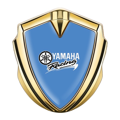 Yamaha Emblem Aufkleber Autozubehor Goldtonfarbe Blau Hintergrund mit Weiss Logo