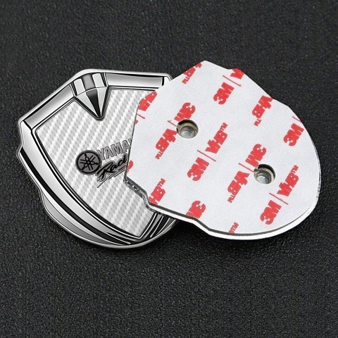 Yamaha Emblem Logo Schriftzug Aufkleber Silbertonfarbe Weiss Carbon Grau Logo