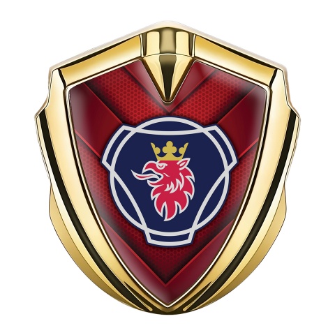 Scania Emblem Badge Self Adhesive Gold Red Hex Classic Logo Design