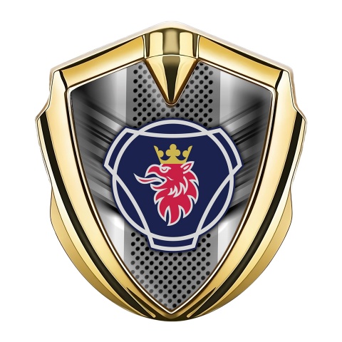 Scania Emblem Fender Badge Gold Metal Grille Classic Griffin Design