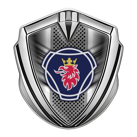 Scania Emblem Fender Badge Silver Metal Grille Classic Griffin Design