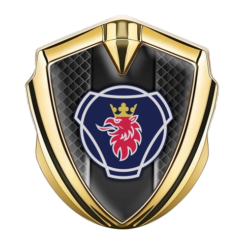 Scania Emblem Trunk Badge Gold Dark Cells Big Griffin Logo