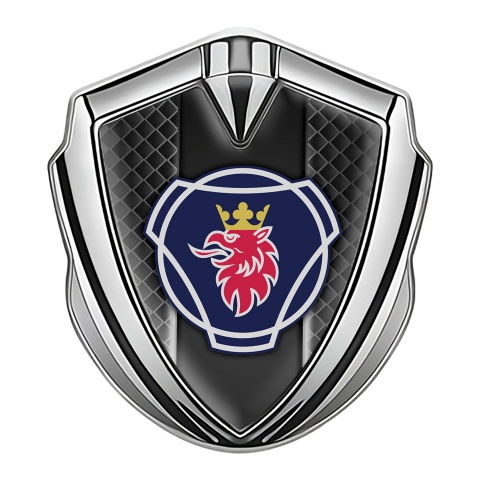 Scania Emblem Trunk Badge Silver Dark Cells Big Griffin Logo