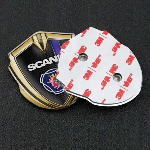 Scania Badge Self Adhesive Gold Black Carbon Purple Stripe Griffin Logo