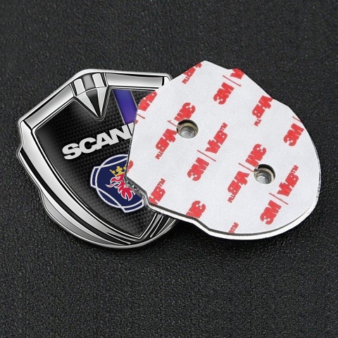 Scania Badge Self Adhesive Silver Black Carbon Purple Stripe Griffin Logo