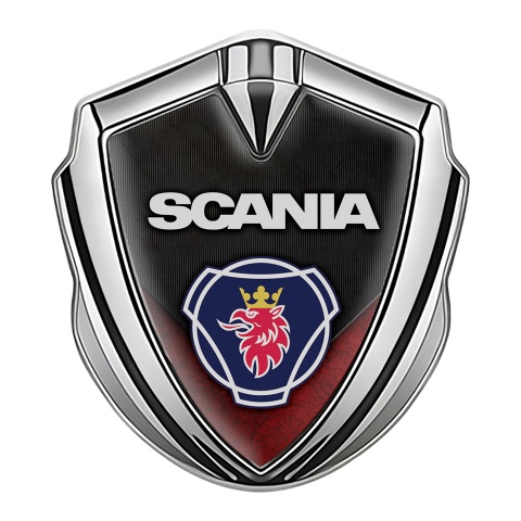 Scania Emblem Badge Self Adhesive Silver Red Scratched Classic Logo