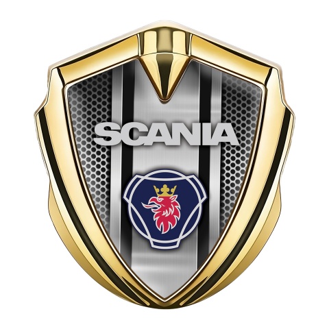 Scania Bodyside Domed Emblem Gold Metal Frame Griffin Logo Edition
