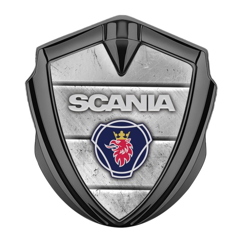 Scania Metal Domed Emblem Graphite Stone Surface Classic Griffin Logo