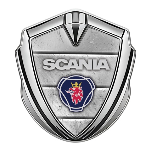 Scania Metal Domed Emblem Silver Stone Surface Classic Griffin Logo