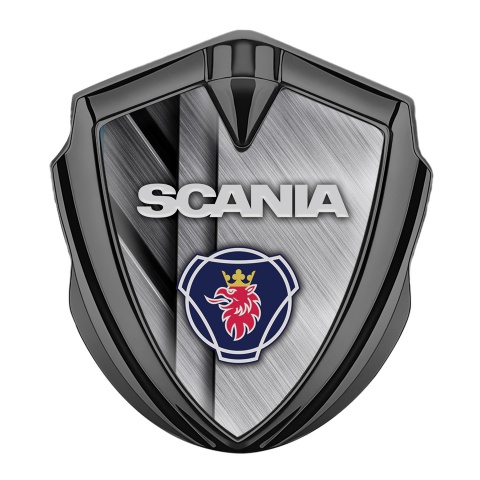 Scania Badge Self Adhesive Graphite Brushed Alloy Griffin Logo Edition