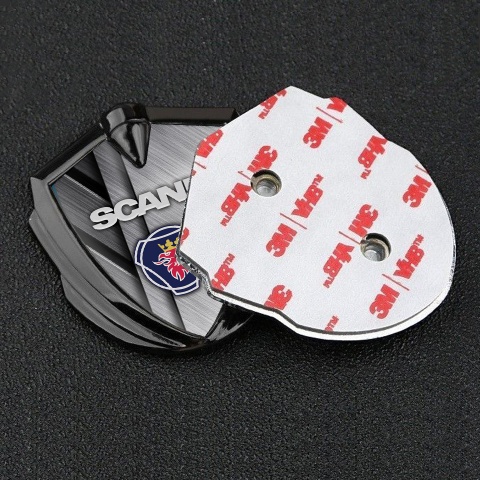 Scania Badge Self Adhesive Graphite Brushed Alloy Griffin Logo Edition