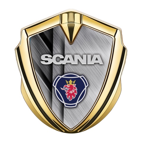 Scania Badge Self Adhesive Gold Brushed Alloy Griffin Logo Edition