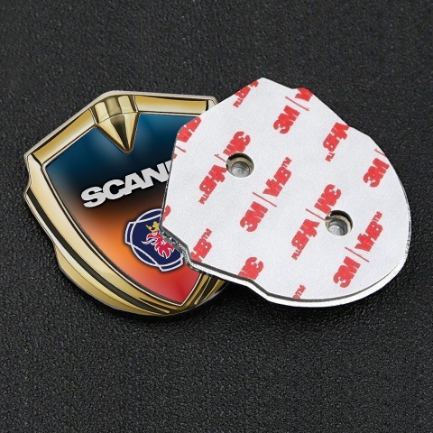 Scania Emblem Badge Self Adhesive Gold Color Gradient Classic Logo