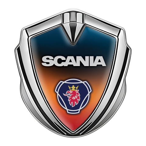 Scania Emblem Badge Self Adhesive Silver Color Gradient Classic Logo