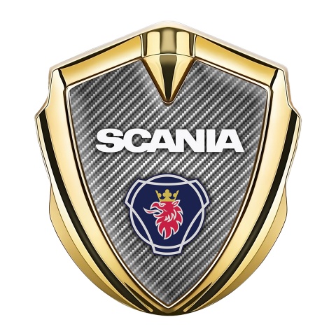 Scania Metal Emblem Self Adhesive Gold Light Carbon Blue Griffin Logo